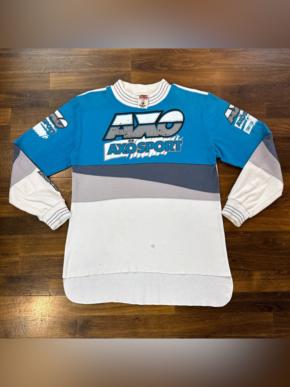 Vintage 90s AXO Sport Motocross Jersey Shirt Men's XL Made in USA Blue White MX